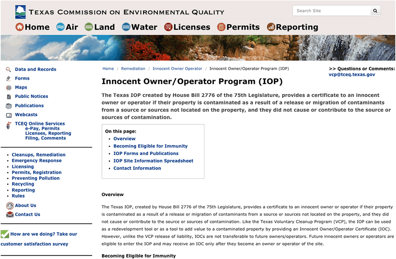 Resource of IOP on the TCEQ website